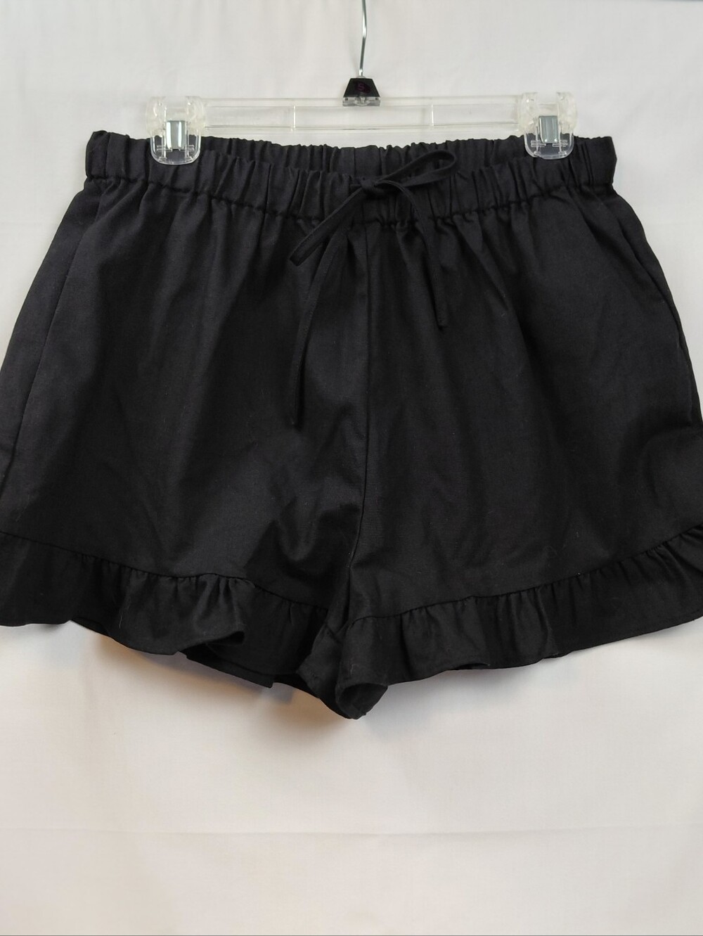 Commense Ruffle Shorts Size Large Black Drawstring